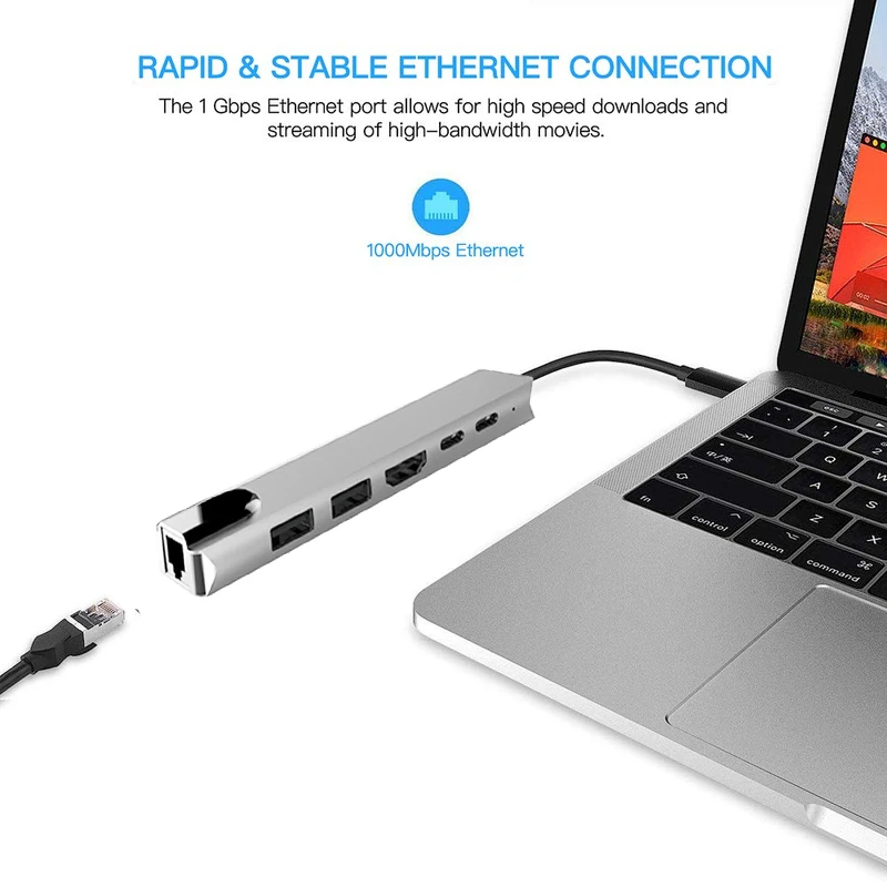 Концентратор Bkscy Type C адаптер Hdmi 4K концентратор USB в гигабитный Ethernet Rj45 Lan для Mac Book