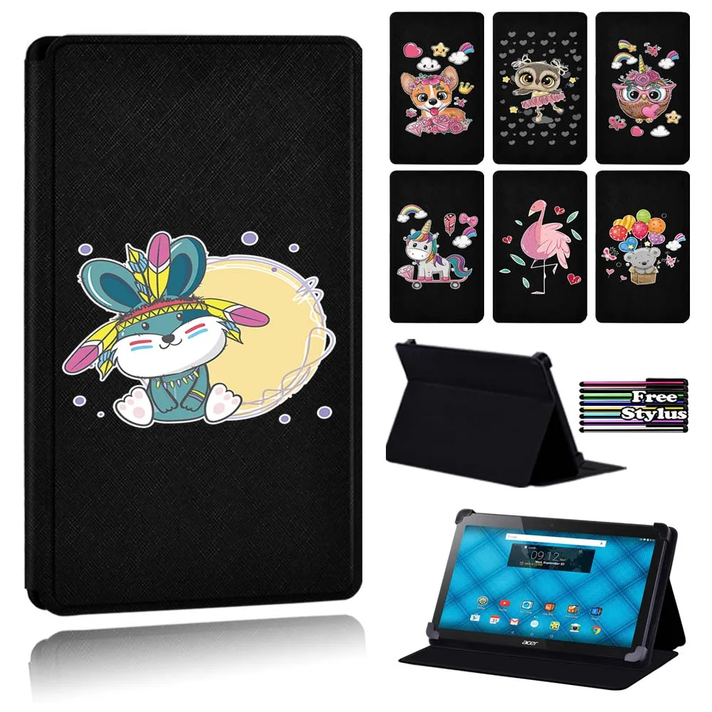 

For Acer Iconia A3-A10/Iconia One 10 B3-A10/B3-A20/B3-A30/Iconia One 10 B3-A40/B3-A50-Cartoon Leather Flip Tablet Case + Pen