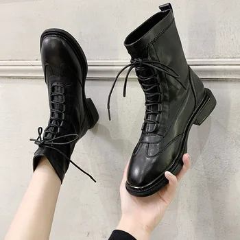 

First layer cow leather thin boots women short tube thin leather boots women autumn and winter 2020 new live