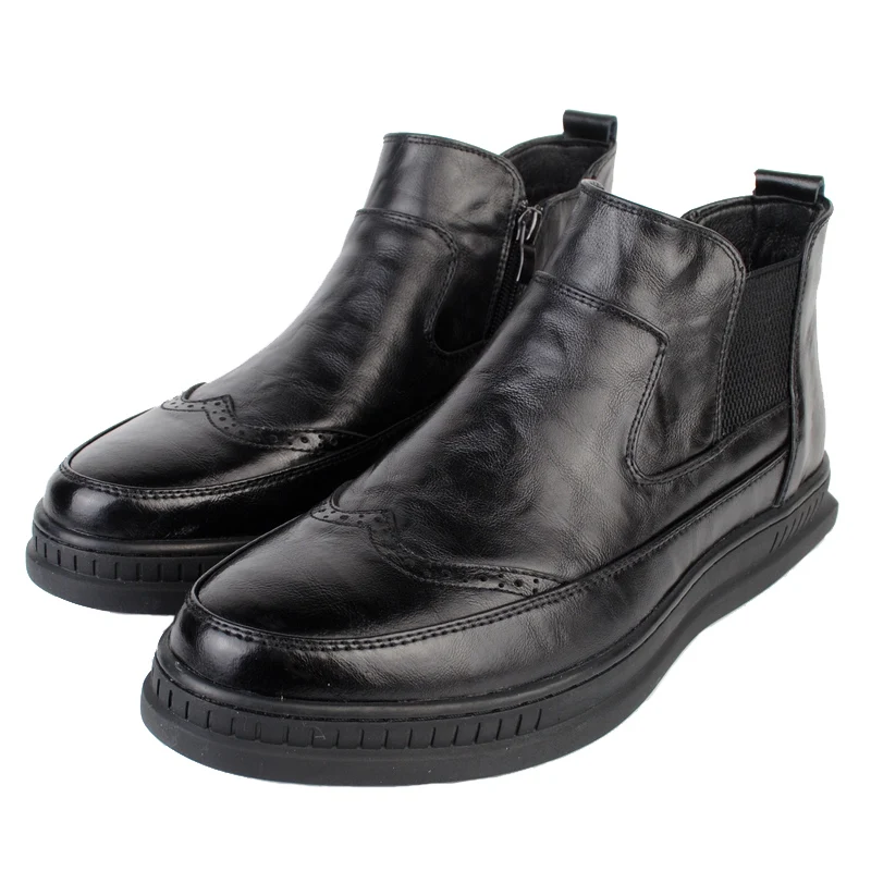 Men Boots Comfy Slide-on High Quality Leather Men's 2021 Autumn Fashion Shoes Man Durable outsole Casual Lofers | Обувь
