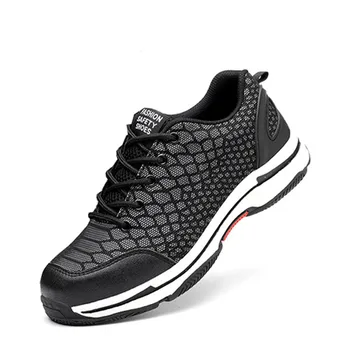 

Men's Breathable Steel Toe Cap Work Safety Shoes Reflective At Night Men Outdoor Anti-slip Steel Puncture Proof Construction