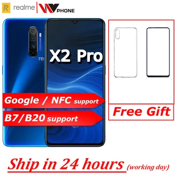 Перейти на Алиэкспресс и купить Realme X2 pro X 2 Мобильный телефон Snapdragon 855 plus 64MP Quad камера 6,5 ''полный экран NFC OPPO мобильный телефон VOOC 50 Вт супер зарядное устройство