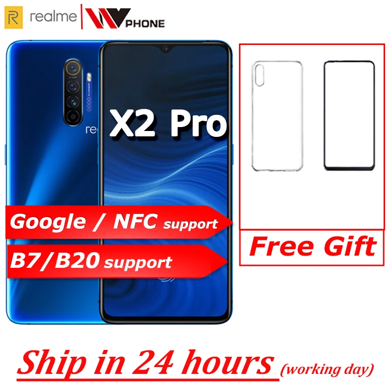 Realme X2 pro X 2 Мобильный телефон Snapdragon 855 plus 64MP Quad камера 6 5 ''полный экран NFC OPPO
