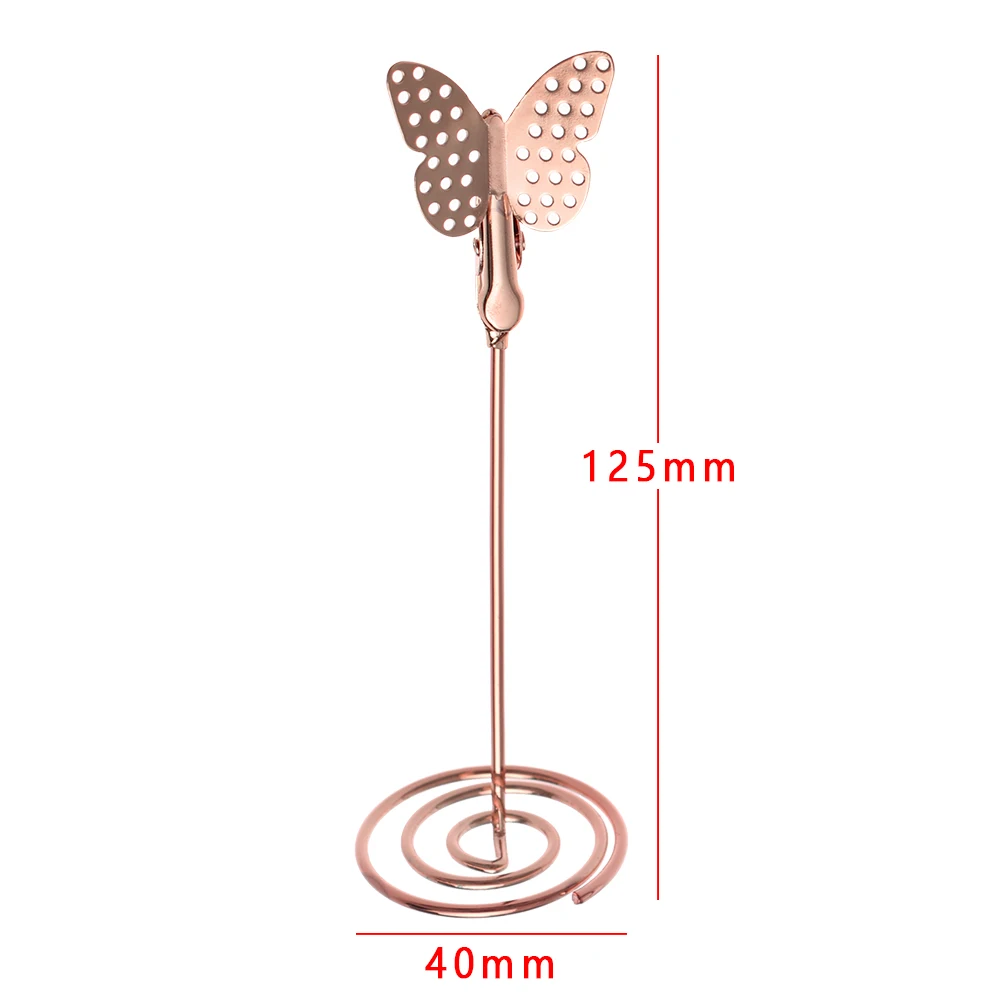 Card Holder 1PC Romantic Butterfly Flamingo Shape Card Holder Photo Metal Clip Table Stand Clamps Stand Wedding Supply Home Desktop Decor