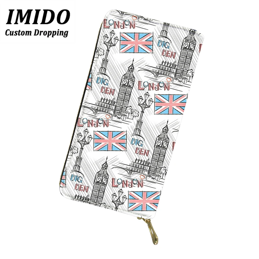 IMIDO, женские кошельки, британский стиль, Эйфелева башня, узор, многофункциональные кошельки на молнии, женский кошелек, сумка, кошелек для мобильного телефона, новинка - Цвет: WLL5234