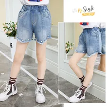 Детские джинсовые шорты летний стиль для мальчиков и девочек, тонкий светильник, мягкий материал, свободный вариант штанов