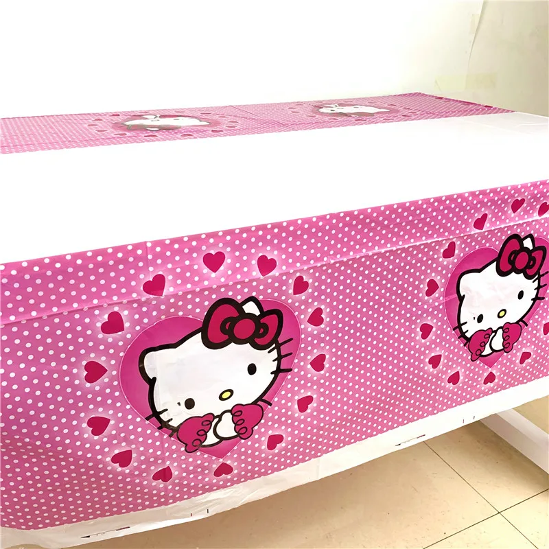 Розовая скатерть с рисунком «hello kitty» для девочек, подарочный набор для дня рождения, вечерние тарелки, Одноразовые столовые наборы