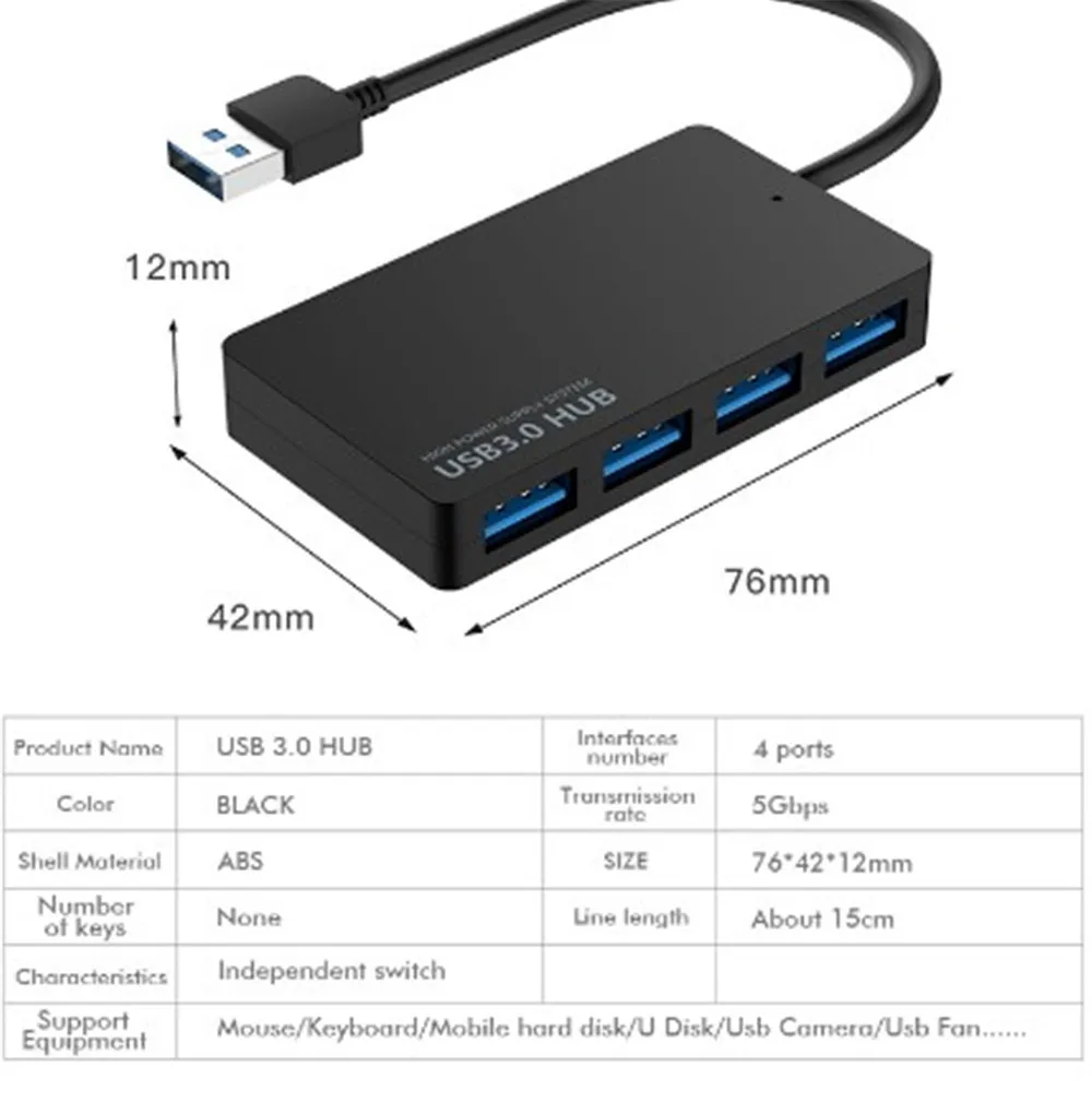 4 порта usb 3,0/TYPE-C концентратор 5 Гбит/с высокоскоростной USB разветвитель адаптер Мульти USB 3 концентратор для ноутбука