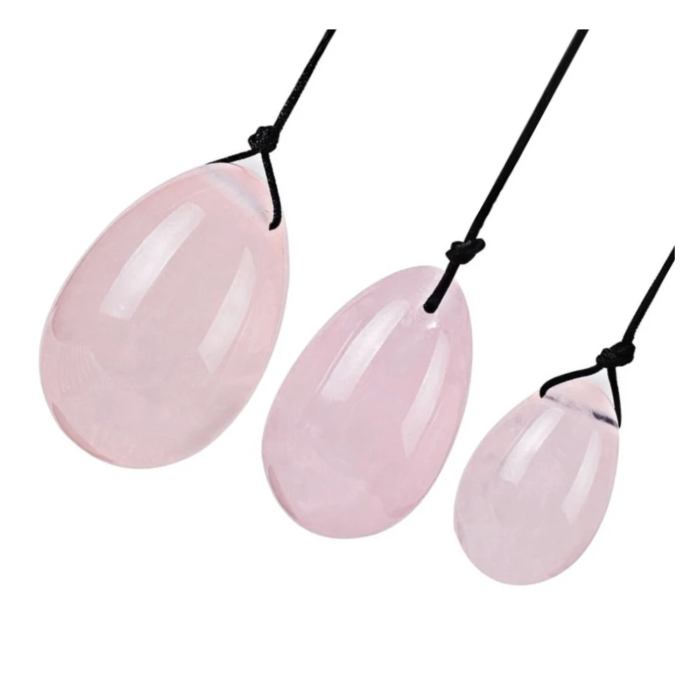 

DropShipping Natural Rose Quartz Yoni Egg Women Kegel Exerciser Female Hygiene Products Vaginal Muscle Tightening Jade Egg Set