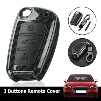 

Shell Car Key Case Silicone Pad Set 3-Button Remote For A3 A4 A8 Q5 Q7