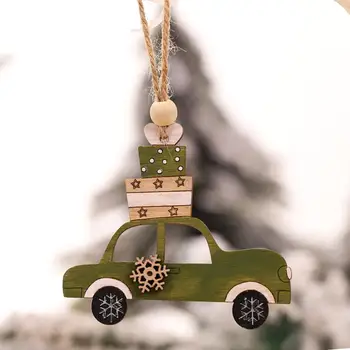 

Christmas animal car pendant Wooden Hanging Christmas Tree Cabin Elk Car Ornament Xmas Party Home Decor new Year's gift @40