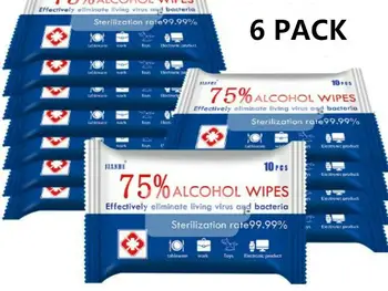 

Hand Wipes (6 Pack, 10pcs/Pack), Travel Size Unscented Soapberry Wipes, Cleaning Wet Wipes for Cleaning Travel