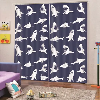 

Ocean World Pattern Modern Curtains tulle on the window for Living Room Children Bedroom Fashion Cartoon Voile Kids Cloth Drapes