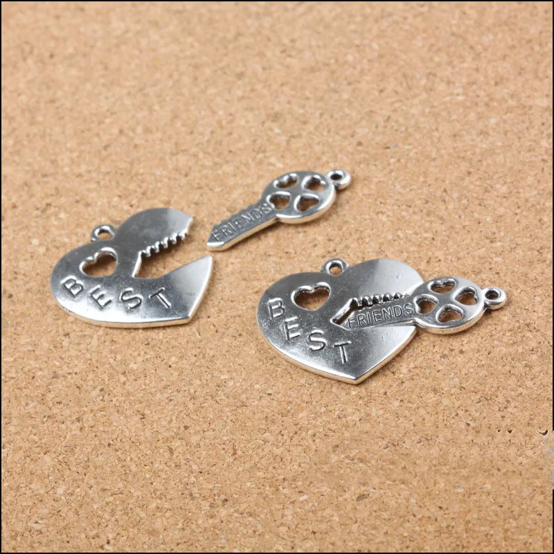 Wholesale 100pcs 50 Pairs Vintage Silver Tone Love Heart Key Locket Charms Ornament Accessories Necklace Keyring Earring Pendant | Украшения