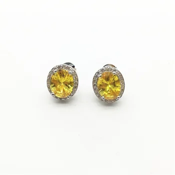 

Aisure CZ Jewelry Fashion Ladies Oval Yellow Crystal Stone Big Korean Earrings For Women Daily Dress