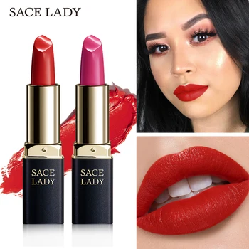 

SACE LADY 18 Colors Silky Matte Lipstick Makeup Waterproof Nude Velvet Lip Stick Make Up Smooth High Pigmented Texture Cosmetic