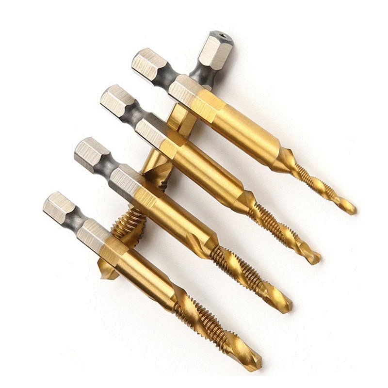 High Speed Steel Hexagonal Shank Composite Screw Tap / Triad Multifunctional Screw Tap