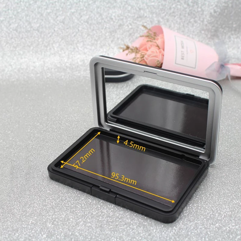 Empty Magnetic Cosmetics Palette 1pcs Matte Black Eyeshadow Blusher DIY Makeup Box Glitter Makeup Dispensing Box with Mirror_voghion.com