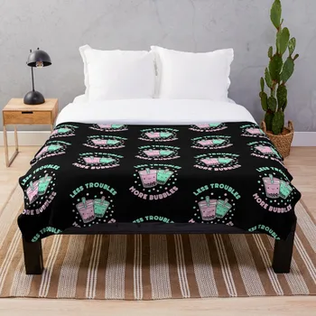 

Kawaii Bubble Tea Boba Design Throw Blanket Soft Sherpa Blanket Bed Sheet Single Knee Blanket Office Nap Blanket