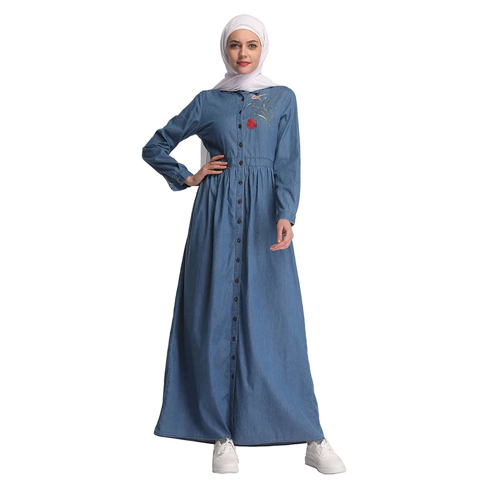 

Kaftan Denim Abaya Dubai Islam Turkey Hijab Muslim Dress Abayas For Women Caftan Robe Turkish Islamic Clothing Jilbab Ramadan