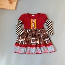 Сказочная хлопковая Изысканная одежда в полоску с изображением горчичного пирога для маленьких девочек; платье с длинными рукавами для маленьких девочек