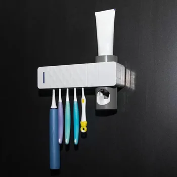 

Wall-Mounted Automatic Toothpaste Squeezer Hole-Free Installation Toothbrush Toothpaste Holder With UV Light Cleaning Function