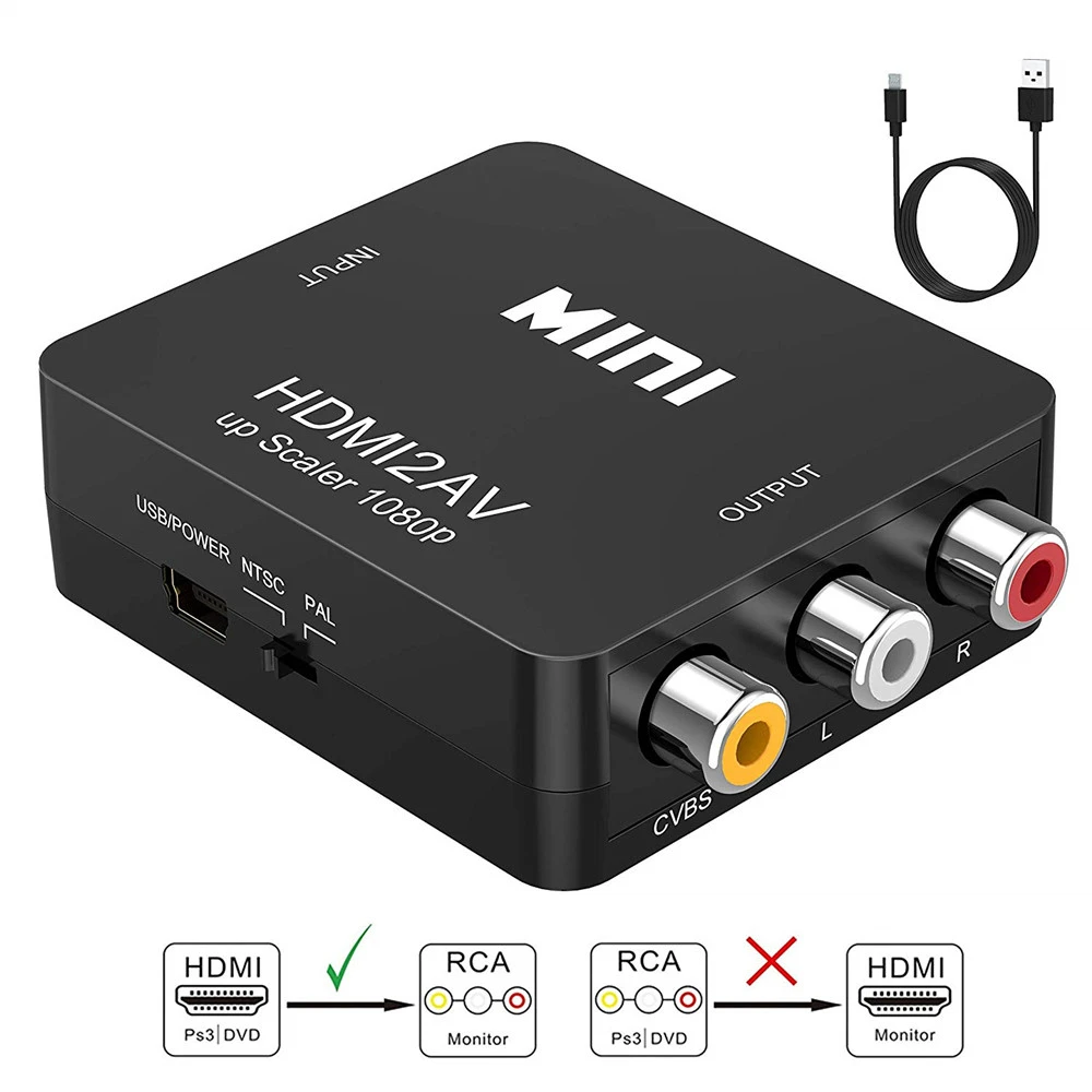 Hdmi Naar Rca Converter Adapter Mini 1080P Hdmi Naar 3RCA Av Cvbs Composiet  Video Audio Converter Upscaler Ondersteuning Pal/Ntsc| | - AliExpress