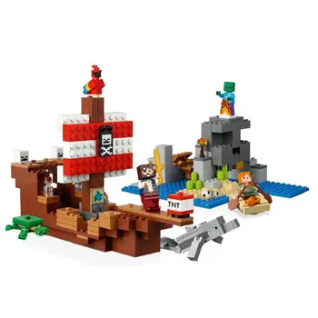 

The Pirate Ship Adventure Building Blocks With Alex Action Figures Compatible My World MinecraftINGlys Toys For Children 21133