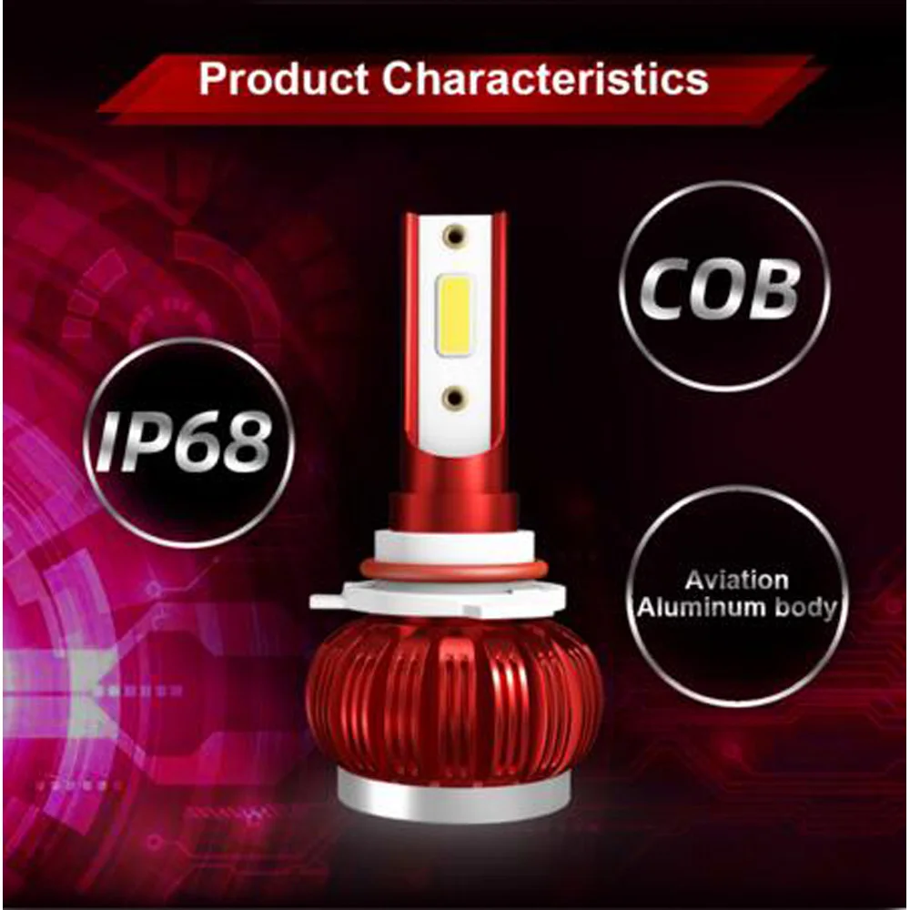 

Car Auto LED Headlight 9005 6500LM High/Low Beam 8000K Ice Blue 24W Waterproof