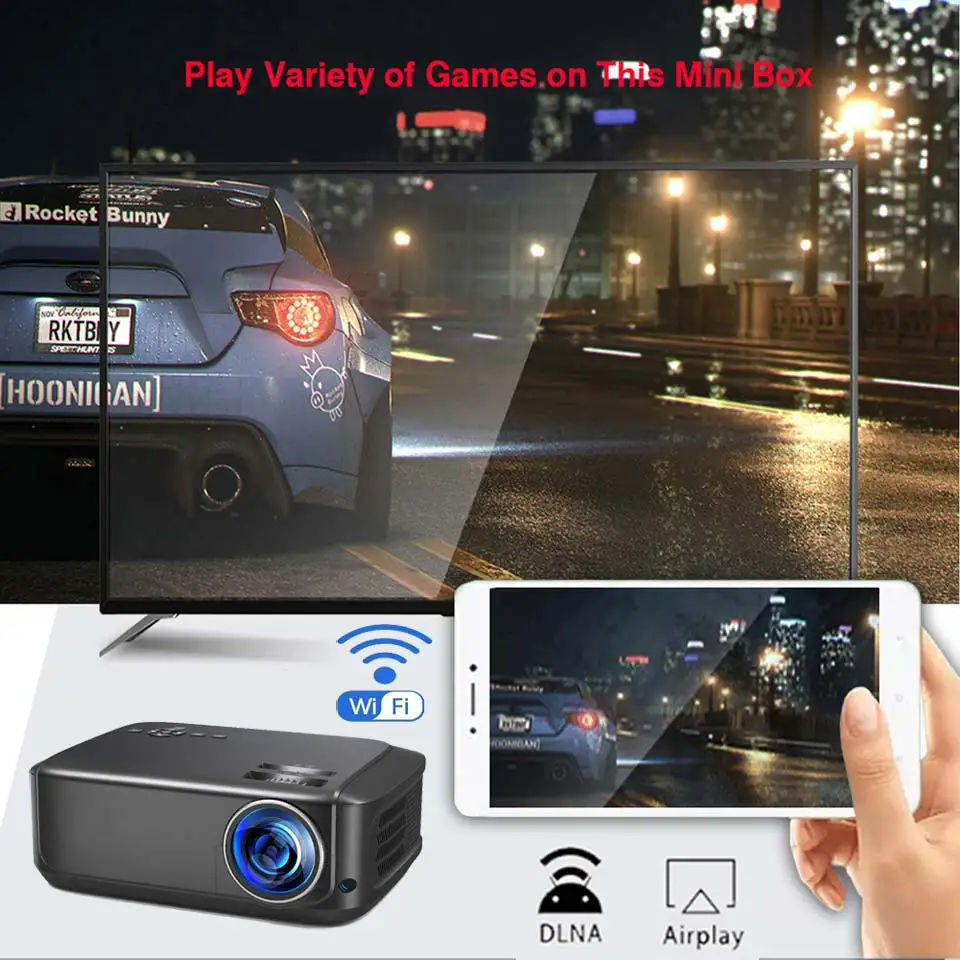 WZATCO T59 4K LED Projector Native 1920x1080P Full HD Android Wifi Smart Home Cinema Game Video Projecteur 3D Portable Beamer best mini projector