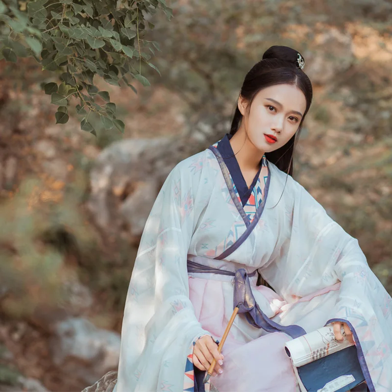 Hanfu Китайский народный танец костюм для женщины ханьфу, косплей древние костюмы Китайская традиционная фея платье карнавальный наряд SL1402