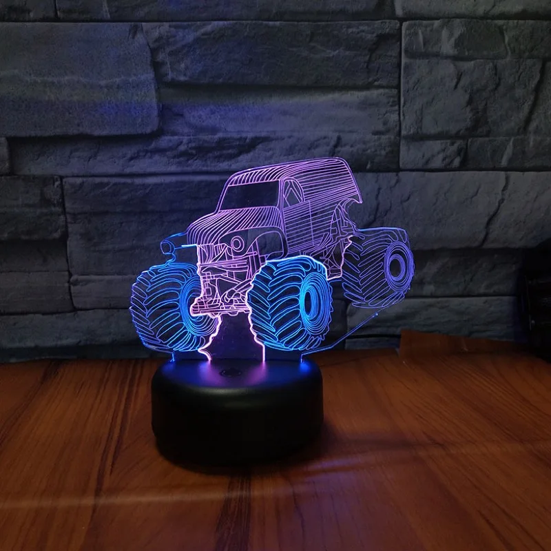 Холодный внедорожный автомобиль 3D лампа разноцветный светодиодный акриловый