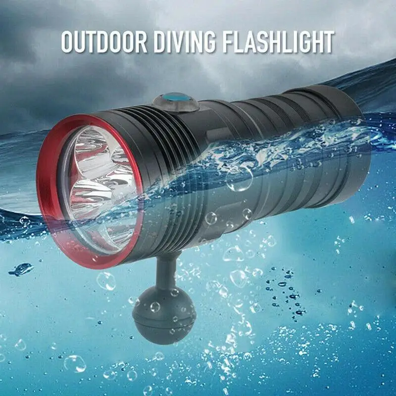 

Outdoor Waterproof Light Flashlight LED Diving Flashlight Front Switch With Battery Display Underwater Diving Light