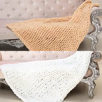 

Chenille Chunky Knitted Blanket Weaving Blanket Mat Home Decor Chair Warm Yarn Throw For Photography Blanket Decor Knitted Y5E0