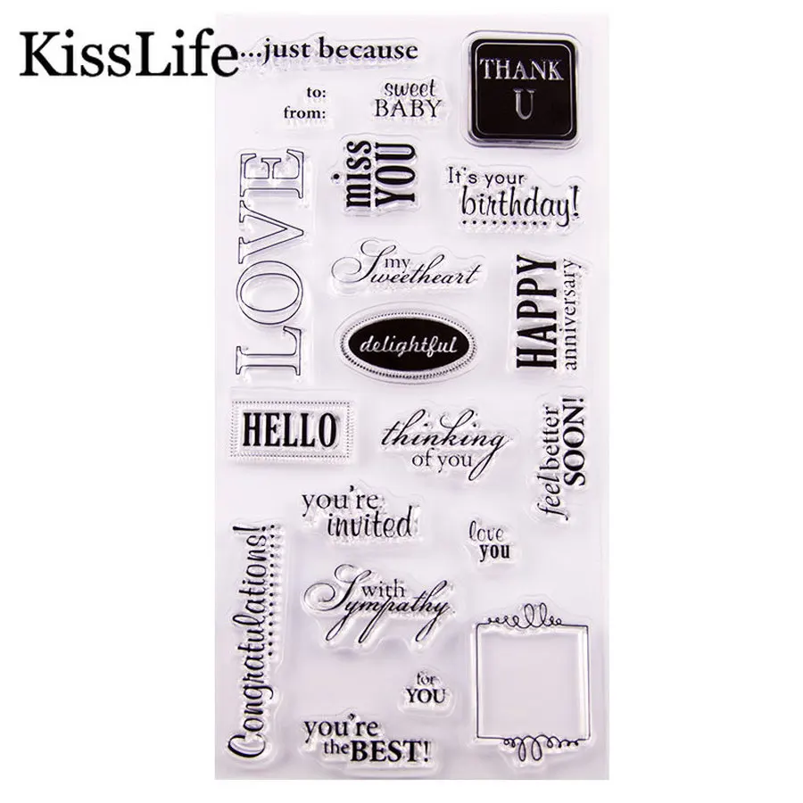 

1 Sheet Love Happy Miss You Letters Clear Rubber Stamps for Scrapbooking Card Making Valentine's Day Album Decors