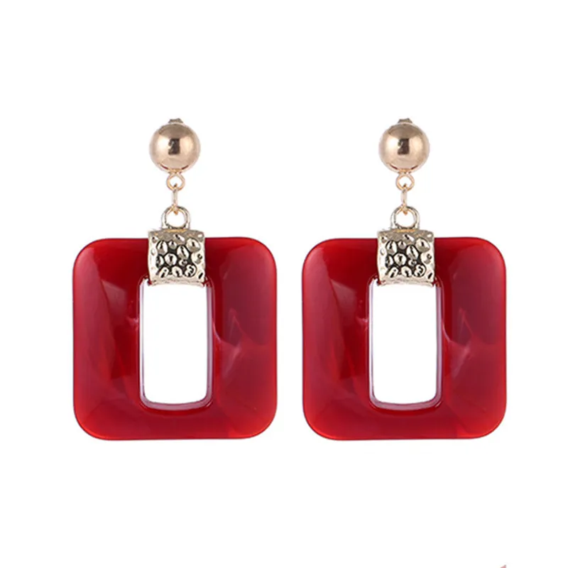 

Fashion Luxury Geometric Square Acrylic Dangle Earrings for Women Beads Drop Earrings Statement Modern Female Jewelry