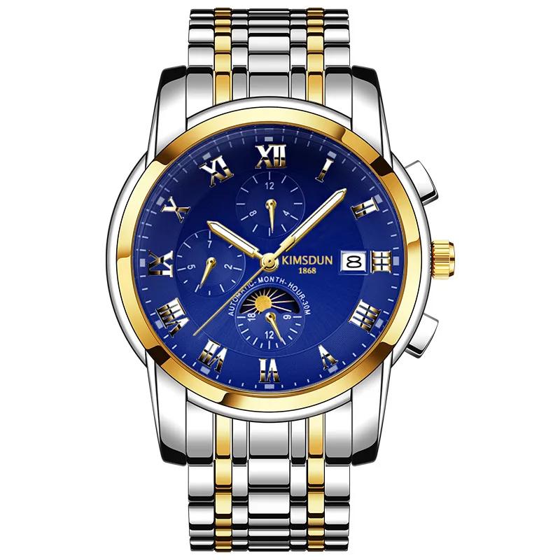

Switzerland automatic mechanical watch business moon phase calendar multi-function men's watch waterproof reloj hombre