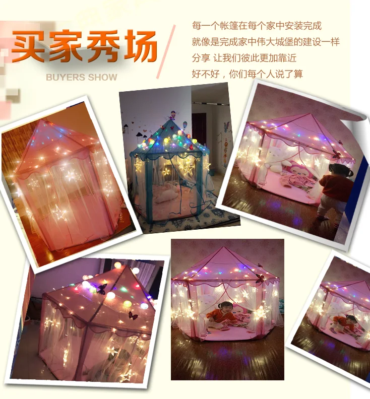 Princess Castle Indoor Pink+ Girl Toy KID'S Tent Hexagonal Game House Mosquito Nets Play House Bed Useful Product