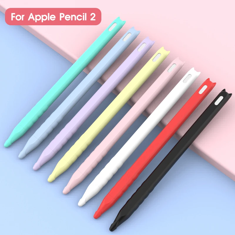 For Apple Pencil 2 Case Colorful Soft Silicone Compatible For iPad Tablet Touch Pen Stylus Protective Sleeve Cover For Pencil2