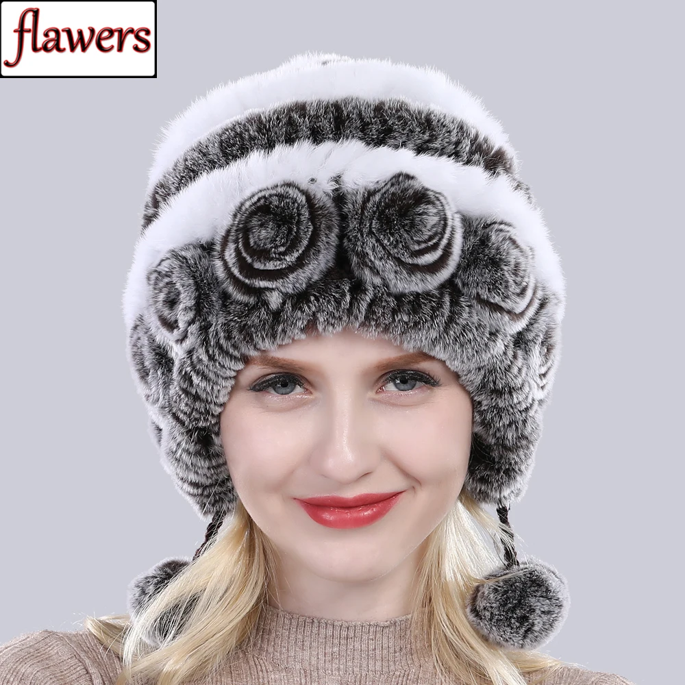 

Winter Lady Outdoor Warm Real Rex Rabbit Fur Hat Natural Soft Rex Rabbit Fur Cap Women Elasticity Genuine Rex Rabbit Fur Hats