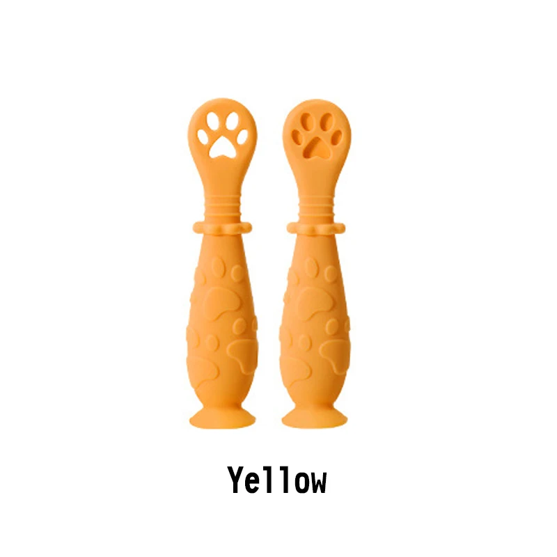 2 Pcs/Set Newborn Baby Spoon Set Children Tableware Soft Silicone Spoons Teether Anti-Slip Infant Feeding Utensils Free Shipping wooden spoon for baby Feeding