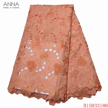 

Anna orange african sequins lace fabric 2020 high quality embroidery with beads hollow out design nigerian guipure laces fabrics