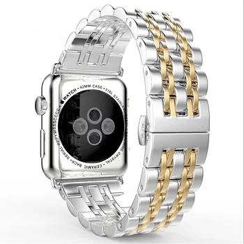 

metal loop strap for apple watch 38mm 40mm 42mm 44mm stainless steel Seven beads bracelet for iwatch band 5/4/3/2/1 accessories