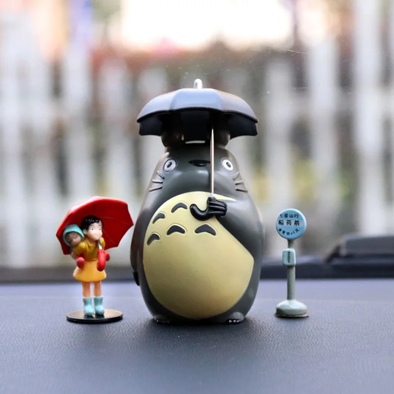 Japan Miyazaki Umbrella Totoro Doll Garage Kit Car Decoration Three-Piece Desktop Car Interior Decoration Gift