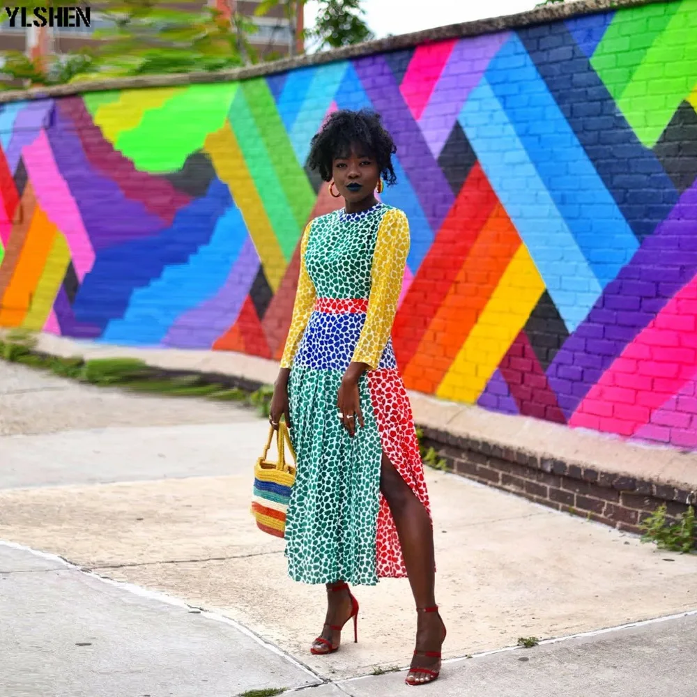 New African Dresses For Women Clothes Dashiki Rainbow Leopard Split Africa Dress Clothing High Quality Boubou Robe Africaine 02