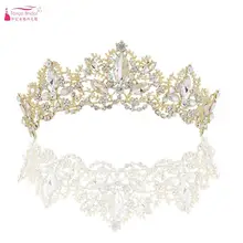 Свадебное с кристаллами Корона Золотой/Серебряный горячий Свадебный ободок аксессуары Pamelas y Tocados Para Bodas Мода DQG988