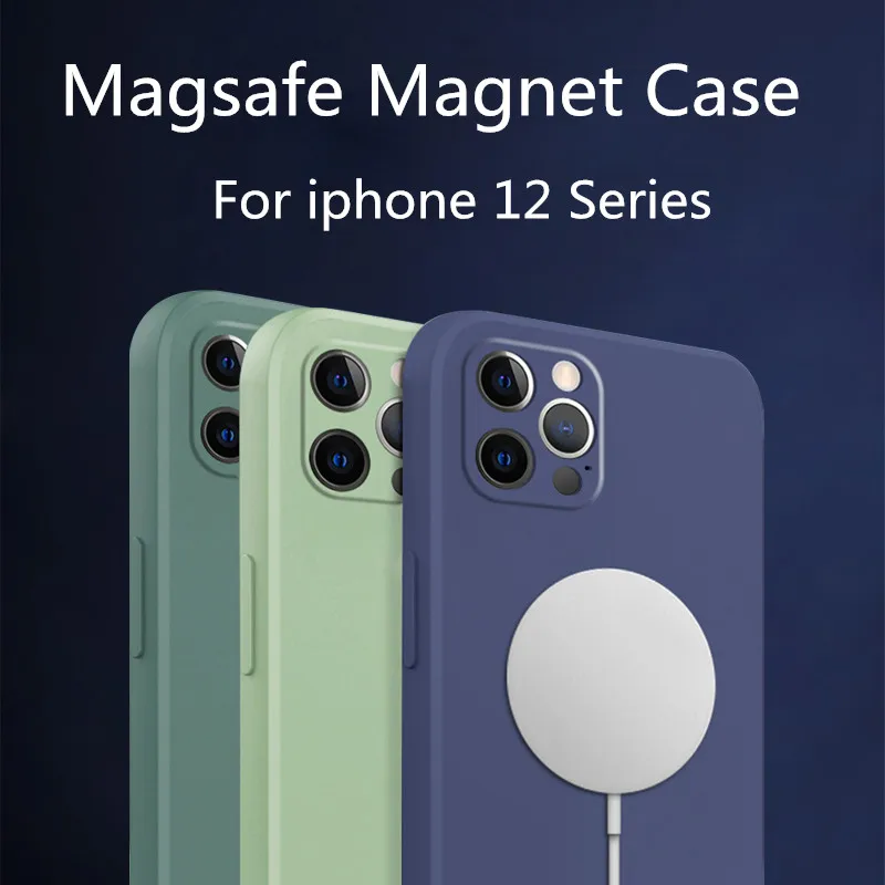 Модный однотонный Магнитный чехол для iPhone 12 mini Magsafe Беспроводная зарядка задняя