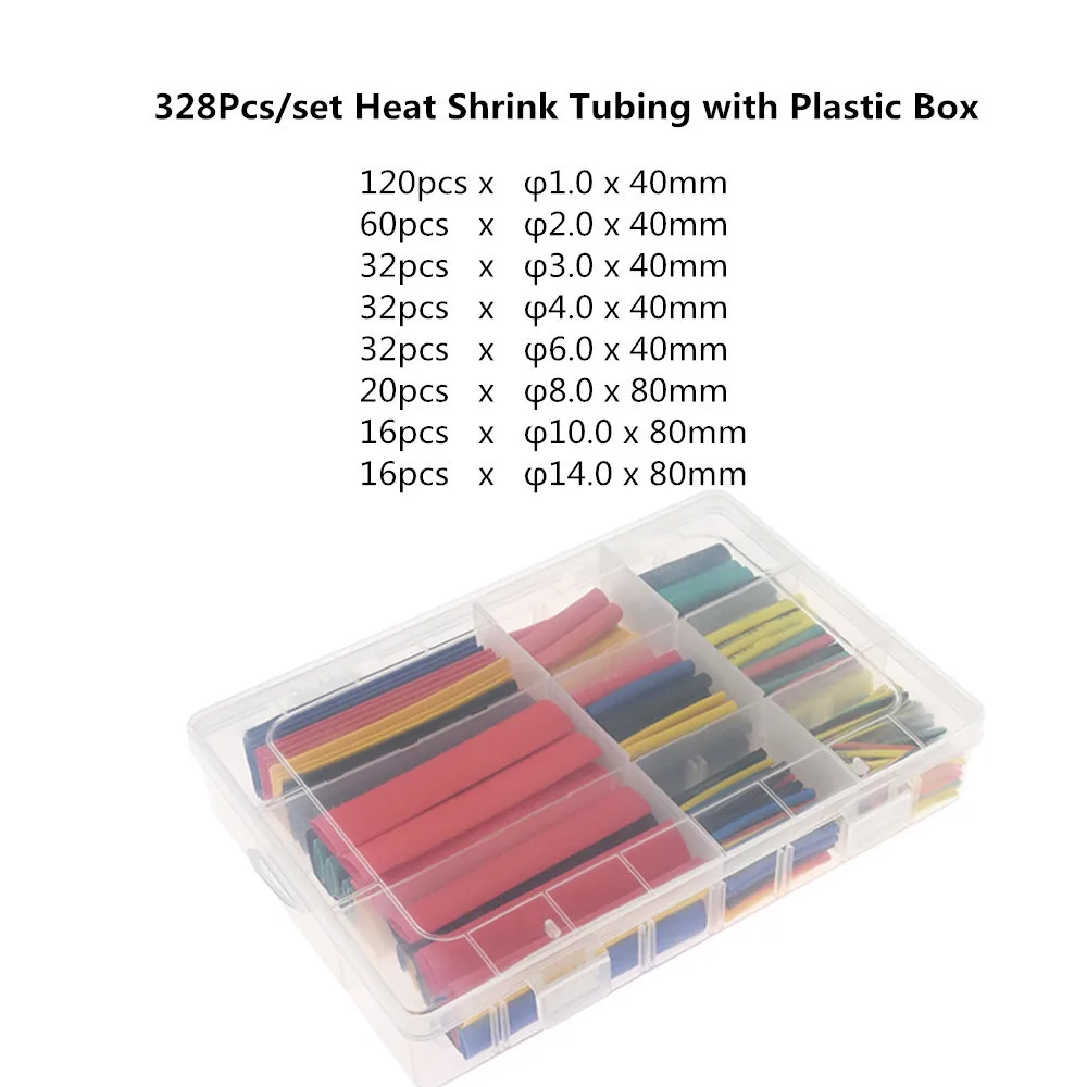 

328pcs Boxed Environmental Protection Heat Shrink Bushing Colour Heat Shrink Tube Suit Group Combine