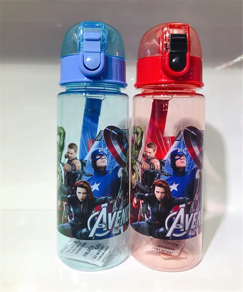 1 шт. 550 мл бутылки для воды с героями мультфильмов «мстители», вакуумные детские чашки, Экологичная полипропиленовая пластиковая бутылка для детей, мальчиков и девочек