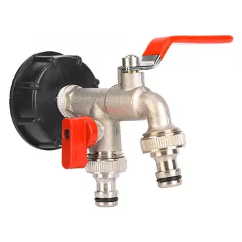 

1 pcs IBC Tank Adapter S60X6 to 1/2inch Double Outlet Brass Tap Valve Fitting Replacement Parts